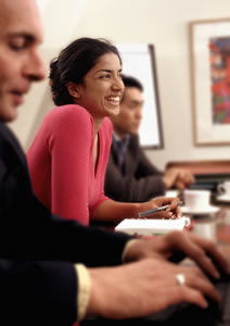 woman sitting at desk